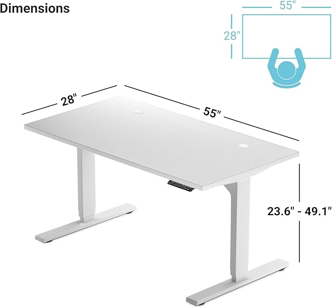 Progressive Desk Stand Up Height Adjustable Electric Standing Desk - 55" x 28" with Dual Motor, 3 Stages Sit Stand Table for Home Office - Gray Oak, Black Frame