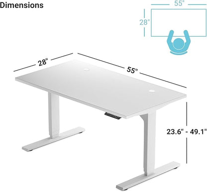 Progressive Desk Stand Up Height Adjustable Electric Standing Desk - 55" x 28" with Dual Motor, 3 Stages Sit Stand Table for Home Office - Dark Cherry, Black Frame