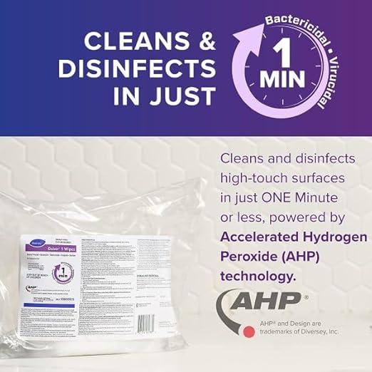 Oxivir Diversey 1 100850925 Disinfectant Cleaning Wipes, Pre-Moistened with Accelerated Hydrogen Peroxide AHP, Unscented, 160 Extra Large 11x12-Inch Wipes, 1-Refill Bag (Pack of 4)