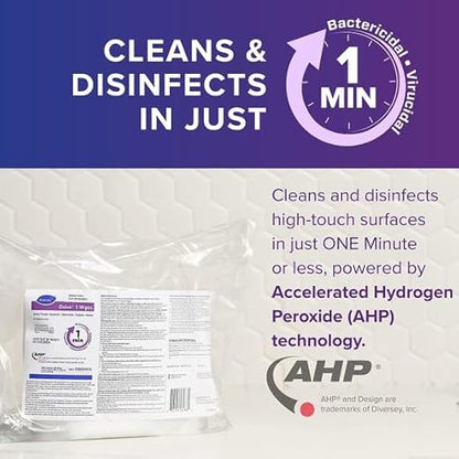 Oxivir Diversey 1 100850925 Disinfectant Cleaning Wipes, Pre-Moistened with Accelerated Hydrogen Peroxide AHP, Unscented, 160 Extra Large 11x12-Inch Wipes, 1-Refill Bag (Pack of 4)