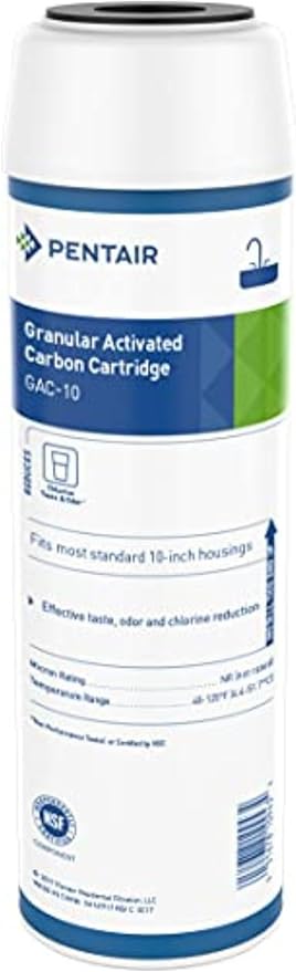Pentair Pentek GAC-10 Under-Sink Carbon Water Filter – 10" Granular Activated Carbon Replacement Cartridge