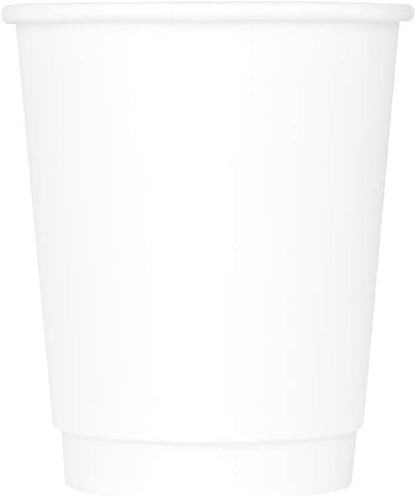 Karat 8 oz Double-Wall Insulated Coffee Cup [500 Count] White Disposable Paper Hot Cup - Rolled Rim for Hot Beverages, 80mm (C-KIC508W)