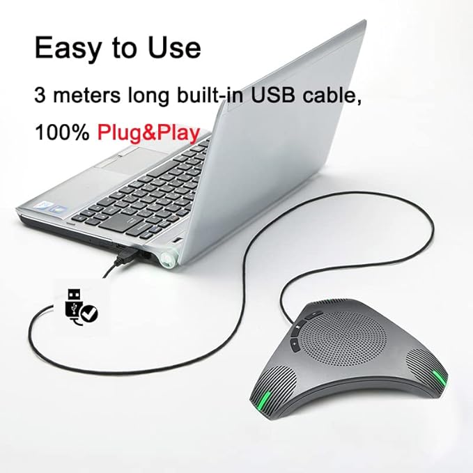 Octopus Conference Microphone and Speaker, 360° Omnidirectional USB Speakerphone, Microphone Intelligent DSP Noise Reduction for Meeting Room up to 10 People