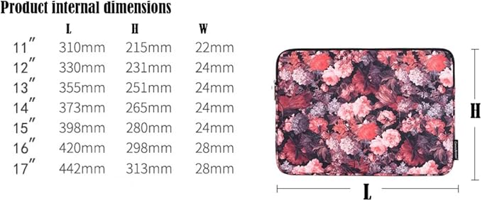 Laptop Sleeve 14 Inch,Waterproof Protective Notebook Case Briefcase Carrying Bag Compatible with MacBook,Acer,Asus, Dell,Lenovo,Microsoft,HP Laptop Cover (Red Flowers, 15 inch)