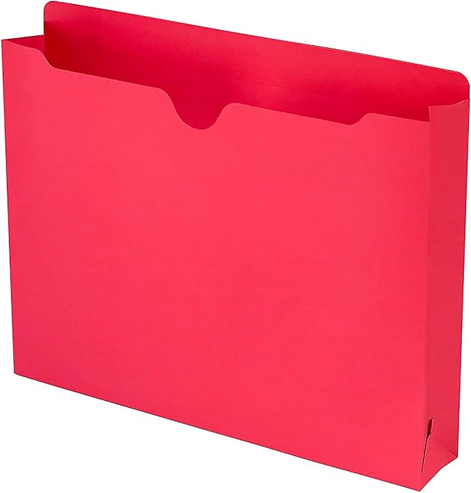 Smead File Jacket, Reinforced Straight-Cut Tab, 2" Expansion, Letter Size, Red, 50 per Box (75569)