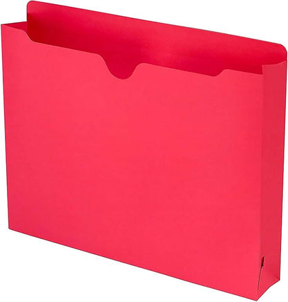Smead File Jacket, Reinforced Straight-Cut Tab, 2" Expansion, Letter Size, Red, 50 per Box (75569)