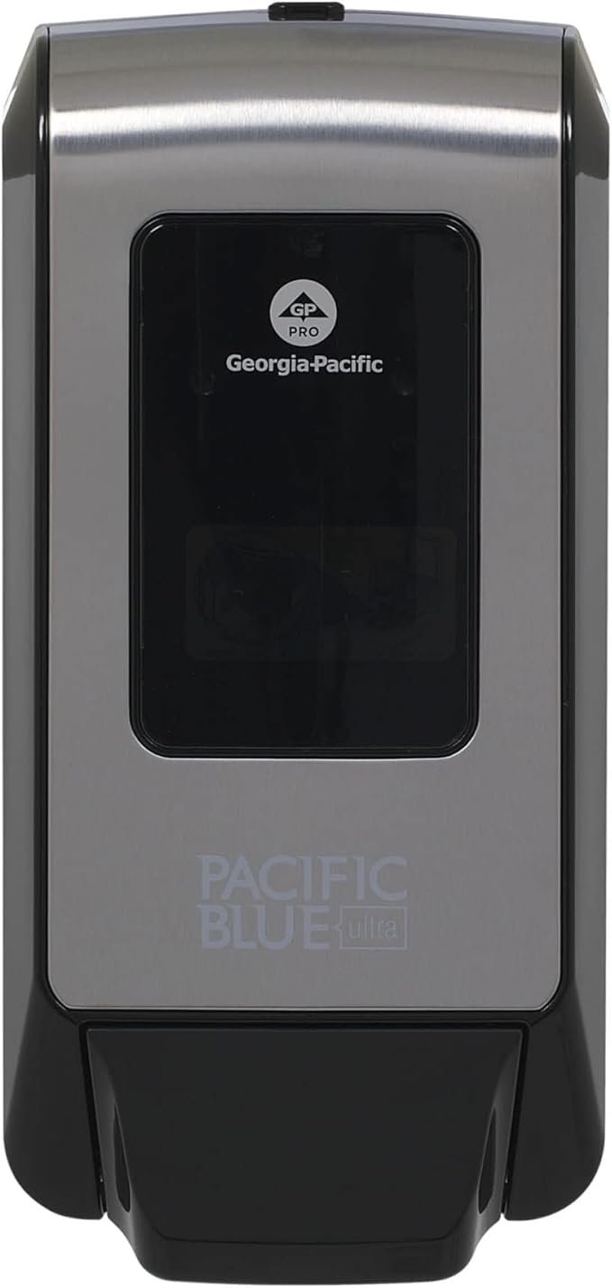 Pacific Blue Ultra Wall-Mounted Manual Dispenser for Foaming Hand Soap and Hand Sanitizer by GP PRO (Georgia-Pacific), Brushed Stainless, 53060, 11.5" W x 5.6" D by 4.4" H