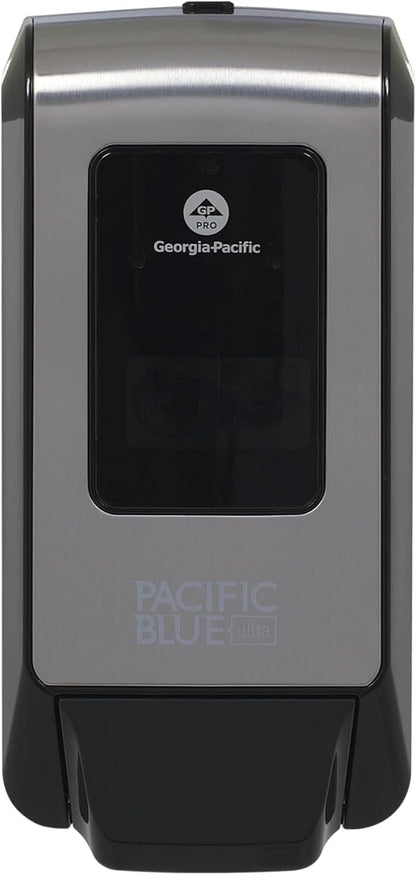 Pacific Blue Ultra Wall-Mounted Manual Dispenser for Foaming Hand Soap and Hand Sanitizer by GP PRO (Georgia-Pacific), Brushed Stainless, 53060, 11.5" W x 5.6" D by 4.4" H