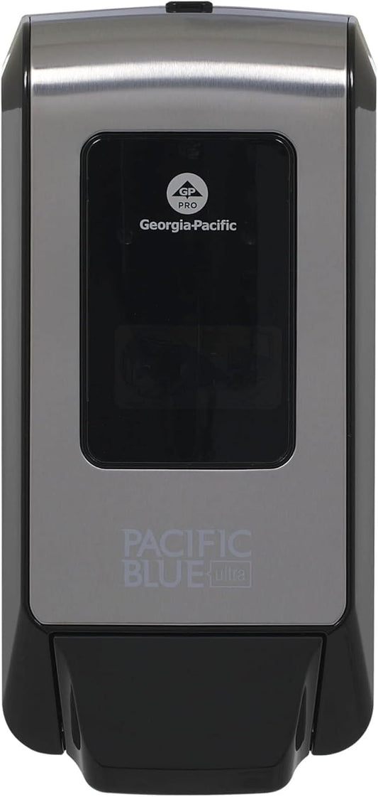 Pacific Blue Ultra Wall-Mounted Manual Dispenser for Foaming Hand Soap and Hand Sanitizer by GP PRO (Georgia-Pacific), Brushed Stainless, 53060, 11.5" W x 5.6" D by 4.4" H