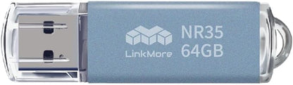 LinkMore 64GB (10 Pack) NR35 USB Flash Drive – USB 3.2 Memory Stick with Cap and Keychain Loop, Up to 70MB/s Read, 10MB/s Write – Plug & Play USB Drive for PC, Mac, TV, Car