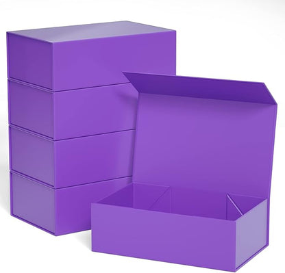 Purple Gift Boxe 12" x 6" x 4" with Magnetic Closure Lid Gift Boxes for Presents,Bridesmaid Gifts Box,Cute Box,Birthday Gift box,Luxury for Gift Packaging, Magnetic Gift Box for Wrapping Gifts (Purple/5PCS)