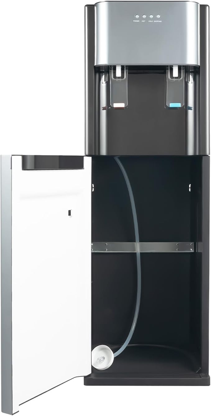 Bottom Loading Water Cooler Dispenser for 5 Gallon Bottles - 2-Temp Hot/Room Spouts with Overload & Dry Burn Protection, Freestanding Water Dispenser for Home Office (Dark Gray)