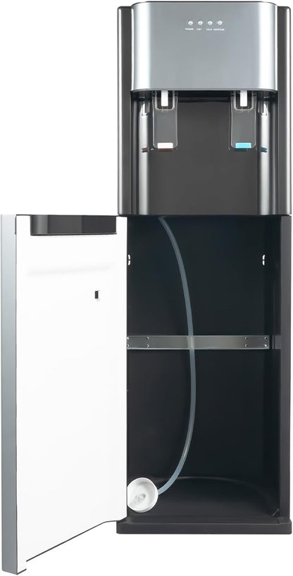 Bottom Loading Water Cooler Dispenser for 5 Gallon Bottles - 2-Temp Hot/Room Spouts with Overload & Dry Burn Protection, Freestanding Water Dispenser for Home Office (Dark Gray)