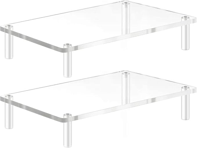 YestBuy Acrylic Monitor Stand Riser, Clear Computer Stand for Laptop, iMac, Pc, Printer, Desktop Ergonomic, Desk Riser Work from Home Accessories Office Supplies Platform Save Space