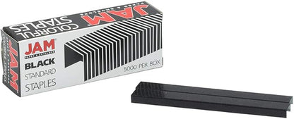 JAM PAPER Standard Size Colorful Staples - Jet Black - 5000/box