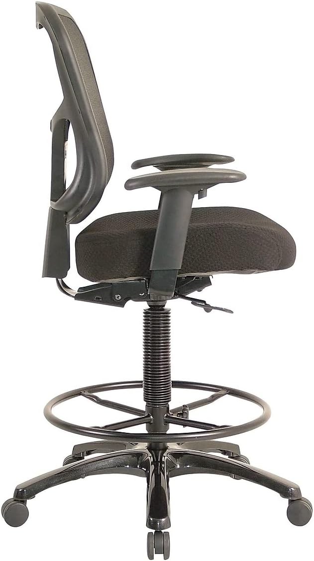 Tempur-Pedic TP8200 Fabric Drafting Stool with Backrest and Footrest with Lumbar Support, Black