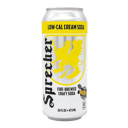 Sprecher Low-Cal Cream Soda, Fire-Brewed Diet Soda with Real Honey, Handcrafted Reduced Calorie Cream Soda, Caffeine-Free Gourmet Beverage – 16 fl oz Cans (12 Pack)