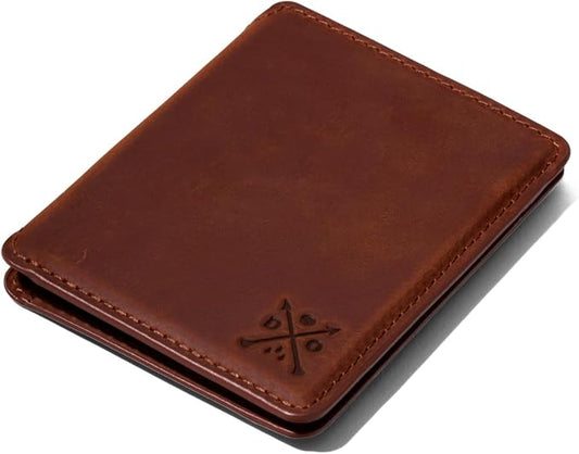 CLOUD Wallet Slim Minimalist — Magnetic Closure, Lightweight Design, Quick Access Pull Tab - Top Grain Leather Front Pocket Wallet (Brown)
