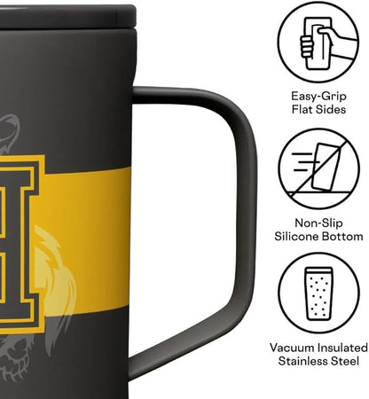 Corkcicle Harry Potter Coffee Mug - Stainless Steel Insulated Cup With Lid For Tea & Coffee - Non-Slip Silicone Base - Durable Travel Mug - Dishwasher Safe - BPA Free - Easy Grip - 16 oz - Hufflepuff