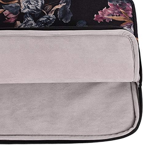 Laptop Sleeve 14 Inch,Waterproof Protective Notebook Case Briefcase Carrying Bag Compatible with MacBook,Acer,Asus, Dell,Lenovo,Microsoft,HP Laptop Cover (Black Flowers, 14 inch)