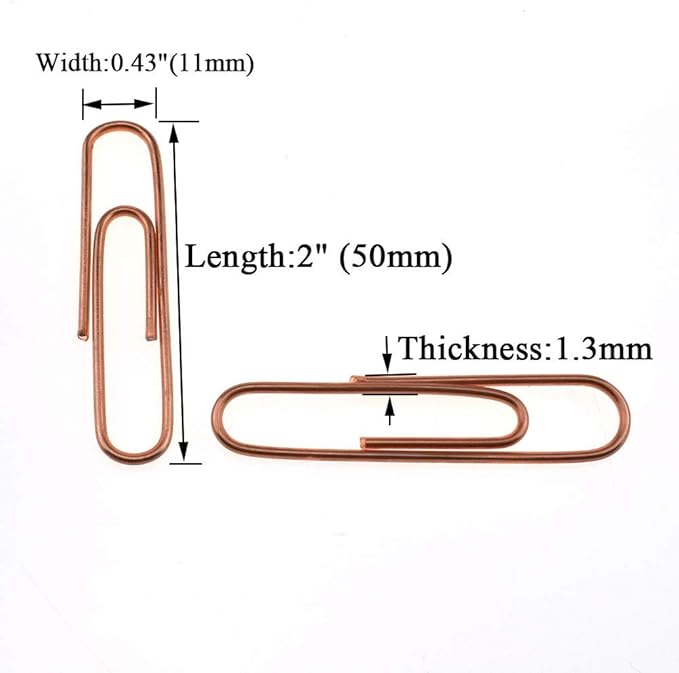 HAHIYO Paper Clips Large 2 inches Length Rose Gold Paperclips Vinyl Coated Prevent Scratching Tearing The Pages Sturdy for Bookmark Organize Home Office School 80 Pack