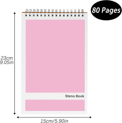 Steno Pads – 6x9 Inches 80 Sheets Steno Notebooks for Writing Notes in School, University, College & Office (2PCS Pink)
