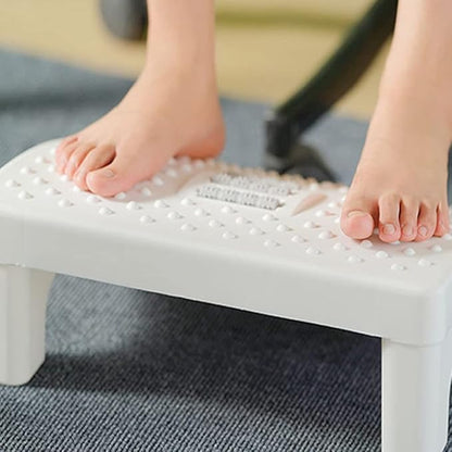 Milisten White Plastic Foot Stool with Massage Rollers Non-Slip Ergonomic Foot Rest for Under Desk Use Office and Home Support