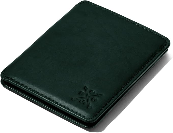CLOUD Wallet Slim Minimalist — Magnetic Closure, Lightweight Design, Quick Access Pull Tab - Top Grain Leather Front Pocket Wallet (Green)