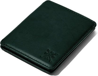 CLOUD Wallet Slim Minimalist — Magnetic Closure, Lightweight Design, Quick Access Pull Tab - Top Grain Leather Front Pocket Wallet (Green)
