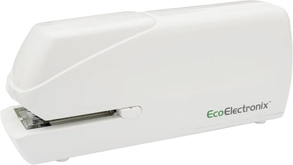 Portable Automatic Electric Stapler Pro - 30 Sheet Capacity, Quiet Operation, Jam-Free and Easy Reload - AC Adapter/Battery Powered, (White)