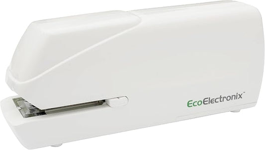 Portable Automatic Electric Stapler Pro - 30 Sheet Capacity, Quiet Operation, Jam-Free and Easy Reload - AC Adapter/Battery Powered, (White)