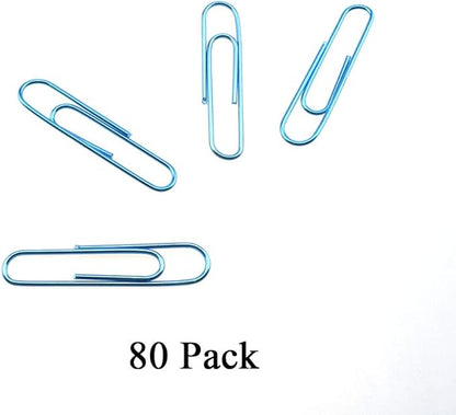 HAHIYO Paper Clips Large 2 inches Length Blue Paperclips Vinyl Coated Prevent Scratching Tearing The Pages Sturdy for Bookmark Organize Home Office School 80 Pack