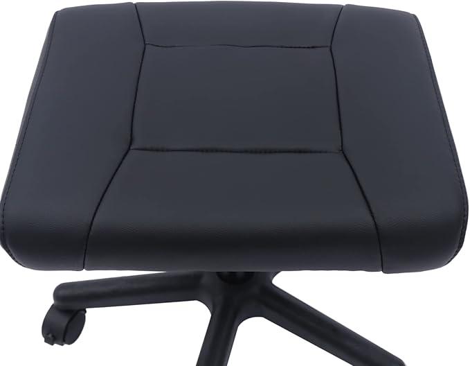 Footstool on Wheels, 15-20'' Height Adjustable, Lockable Rolling Stool Foot Rest for Office and Gaming Chairs, Load Capacity 330Lbs, Black