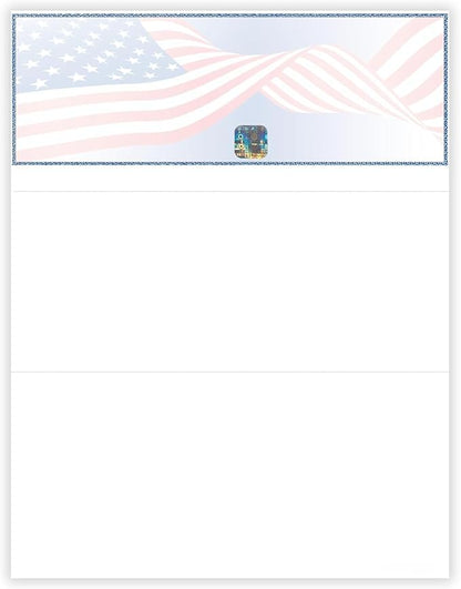 EZ Checks Premium Blank Hologram High Security Laser Check Stock | 500 Sheets (US Flag, Check at Top)