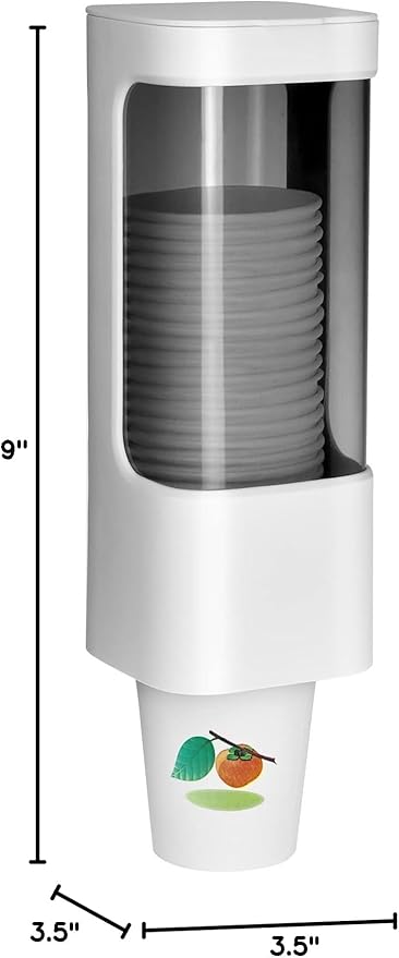 Cup Dispenser Wall Mounted Bathroom Cup Holder, 3oz-5oz Disposable Paper Cup Plastic Cup Dispenser, Water Cooler Dispenser Cup Holder with Paste Plate for Home Office Hospital Gym