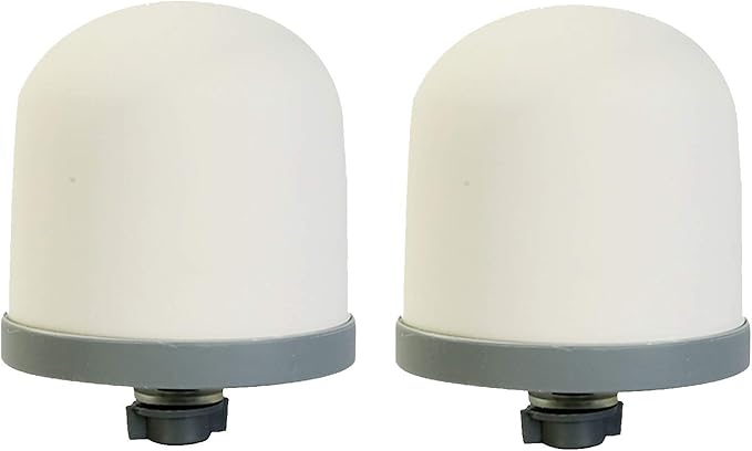 HUI NING Replacement Ceramic Dome Water Filter and Faucet Kit for Countertop,Household Water Bucket, Water Cooler Filtration Systems Water Pitcher (2 Dome Filters & 2 Black Taps)
