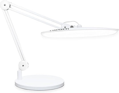 Neatfi XL LED Desk Lamp with Base, 2200 Lumens, 24W, 20-Inch Wide Head, Dimmable 4 Brightness Levels, Task Light for Home Office, Crafts, Workbench (Non-CCT, White)