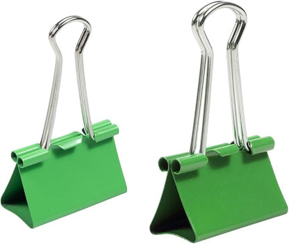 JAM PAPER Colorful Binder Clips Assortment - Medium & Large Size - Green Binderclips - 27 Clips/Pack