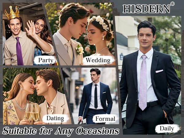 HISDERN Men Floral Ties Woven Classic 3.4" Necktie Set Formal Tie Pocket Square for Wedding with Handkerchief Gift Box