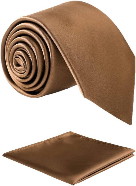 Mens Solid Satin Mens Tie With Hanky,Handmade Neckties For Men