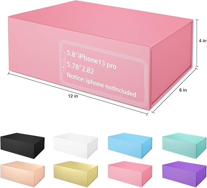 Pink Gift Boxes 12" x 6" x 4" with Magnetic Closure Lid Gift Boxe for Presents,Bridesmaid Gifts Box,Cute Boxe,Birthday Gift box,Luxury for Gift Packaging, Magnetic Gift Boxes for Wrapping Gifts (Pink/5PCS)