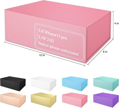Pink Gift Boxes 12" x 6" x 4" with Magnetic Closure Lid Gift Boxe for Presents,Bridesmaid Gifts Box,Cute Boxe,Birthday Gift box,Luxury for Gift Packaging, Magnetic Gift Boxes for Wrapping Gifts (Pink/5PCS)