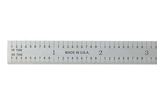 PEC Tools 12"/300mm Metal Ruler, High Quality Steel Ruler with Satin Chrome Finish, Decimal/Metric Graduation (1/10", 1/50", 1mm, 0.5mm) Suitable for CNC Operators and Engineers, Made in USA
