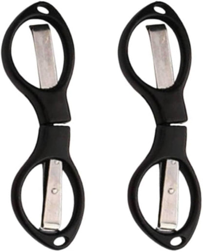 2PCS 4" Mini Foldable Scissors,Portable Small Scissors, Safety Folding Pocket Scissor, Suitable for Travel, Home, Office, Craft, Sewing, Outdoors Accessories Black