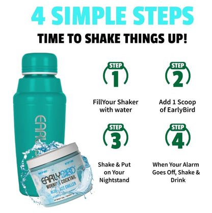 EarlyBird Energy Drink Powder - Morning Cocktail Blue Razz Chiller - Zero Sugar Electrolytes with Amino Acids - Electrolytes Powder & Caffeine Drink Mix for Morning Energy, Focus & Hydration - 45 Servings
