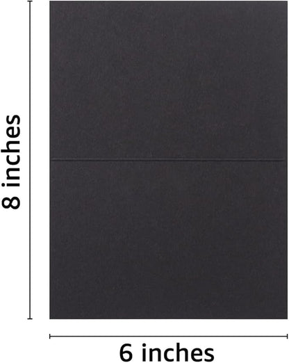 50 Pack Blank Cards Folded Cardstock Thank You Blank Greeting Cards for Invitations, Wedding, Greeting Cards, All Occasion DIY (Black, 4x6)