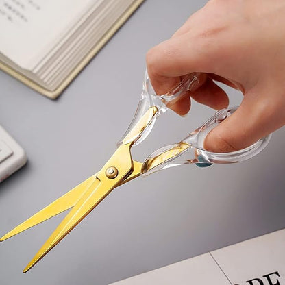 Gold Scissors, Stainless Steel Blade with Acrylic Handle, All Purpose Scissor for Office, School, Home, Fabric Shears, Tijeras (6.3" Gold)