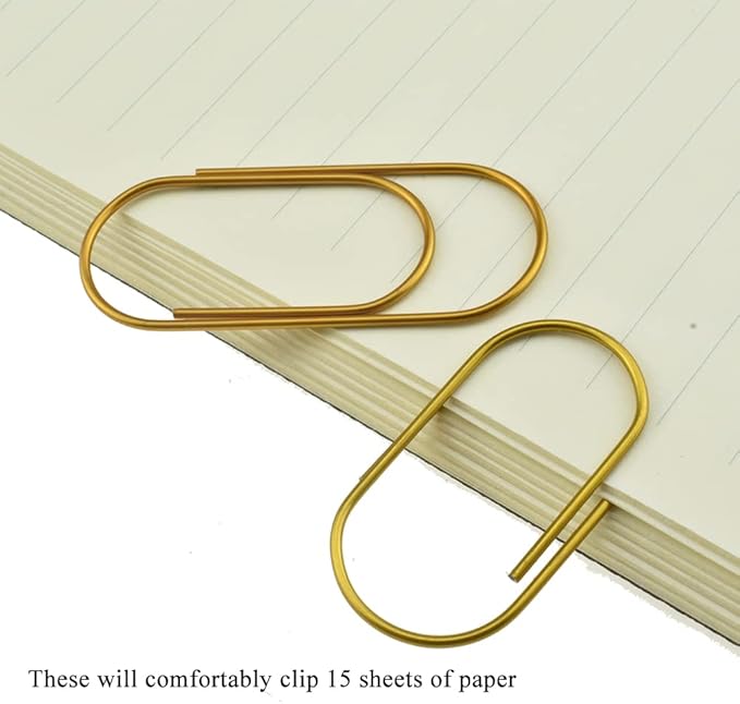 HAHIYO Paper Clips 2 inches (50mm) Length Gold Wide Paperclips Vinyl Coated Prevent Scratching Tearing The Pages Sturdy for Bookmark Organize Home Office School 30 Pack