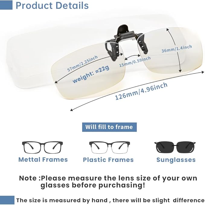 Reading Glasses Clip On and Flip Up Blue Light Blocking Magnifying Glasses Magnifiers Lenses Readers for Unisex (Transparent, 1.0)