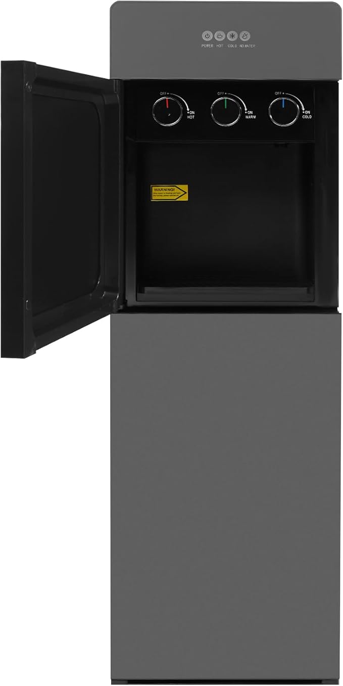 Water Coolers Water Dispenser Cold Hot Dispenser, Modern Powerful Electric Water Cooler Dispenser Bottom Loading for Home, Office, Gyms (Grey Silver Bottom)